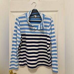 Jcrew Factory popover top, size medium, EUC, blue stripe
